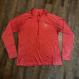 Under Armour Women's Heatgear Loose Fit XL Long Sleeve 1/4 Zip Pullover Pink